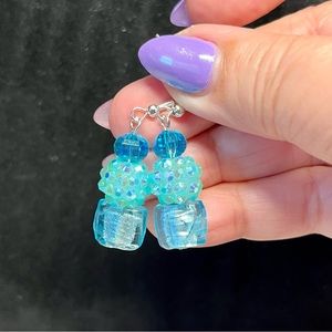 💙Y2K blue and silver bubble gum earrings with stainless nickel free hooks